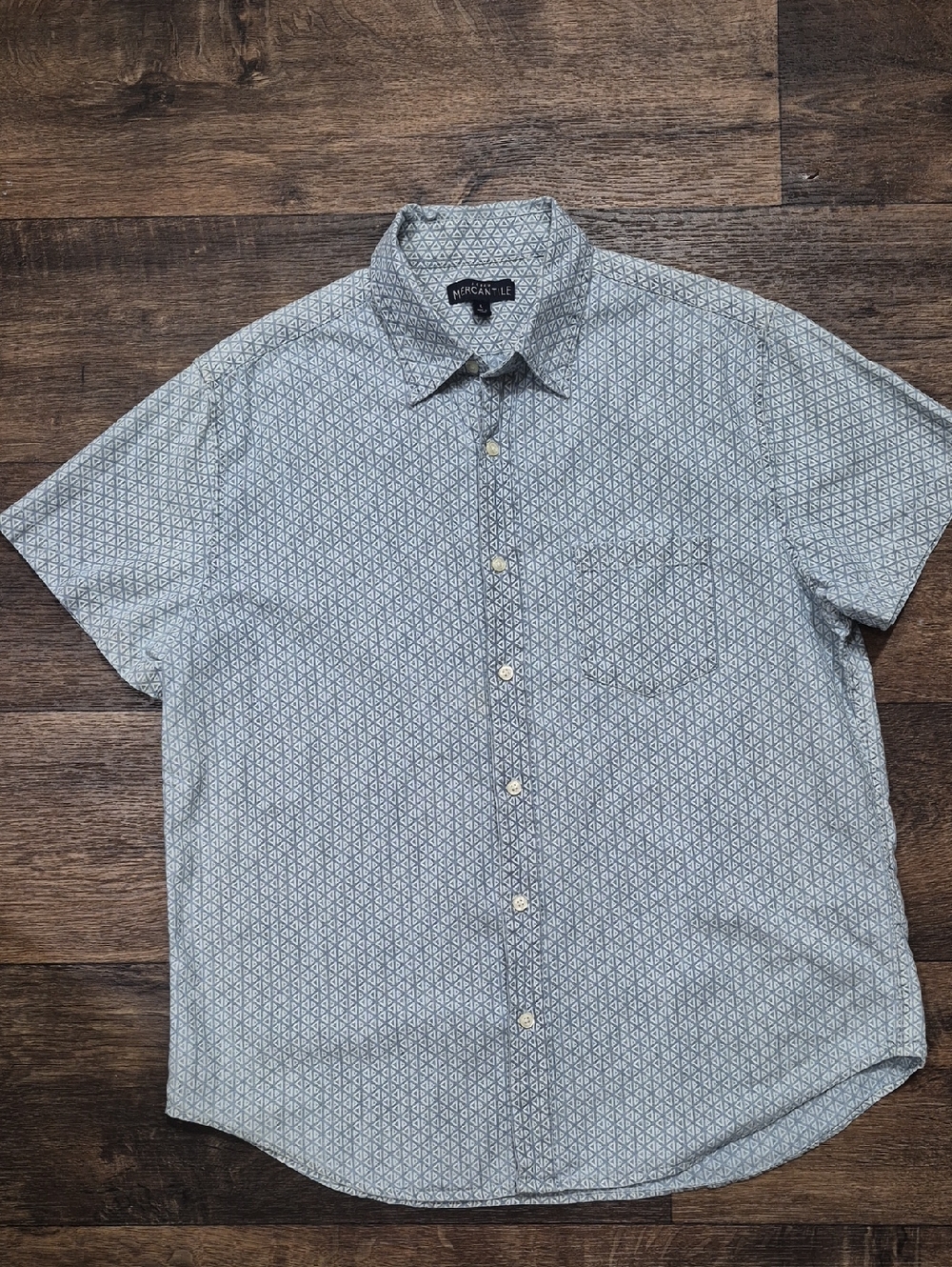 J. Crew Light Blue Geometric Short-Sleeve Button-Down Shirt